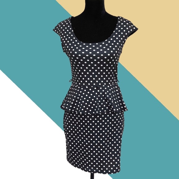 AsUWish Dresses & Skirts - Polka-dot Peplum Dress